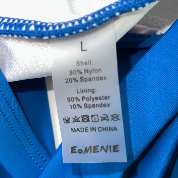 Eomenie Women’s Blue One Piece Swimsuit L Cutout Wrap Tie Back Tummy Control - Picture 4 of 5